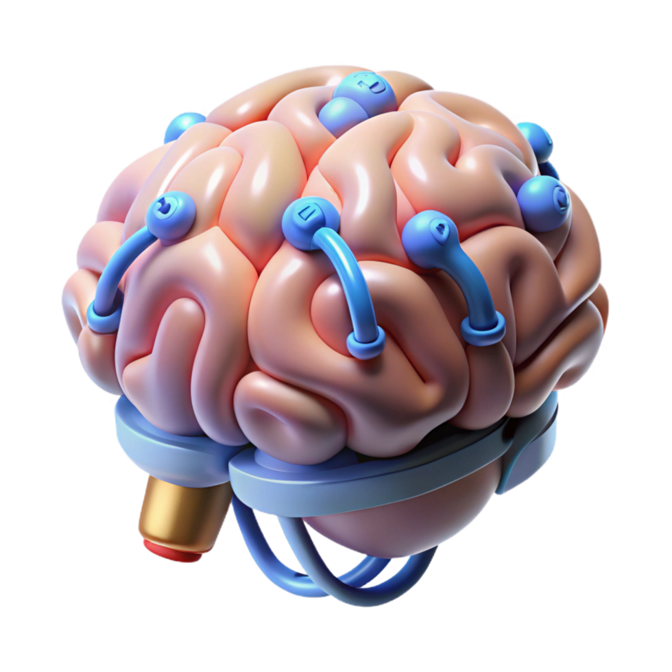 quintessential baroque Cybernetic brain implant with glowing connectors NO BACKGROUND with Transparent Background. premium png