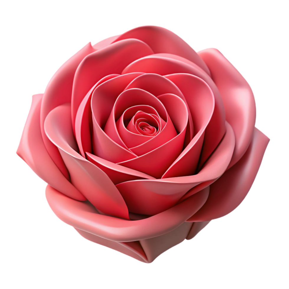 splendid avant-garde A single, blooming rose made of folded paper. NO BACKGROUND with Transparent Background. museum quality png