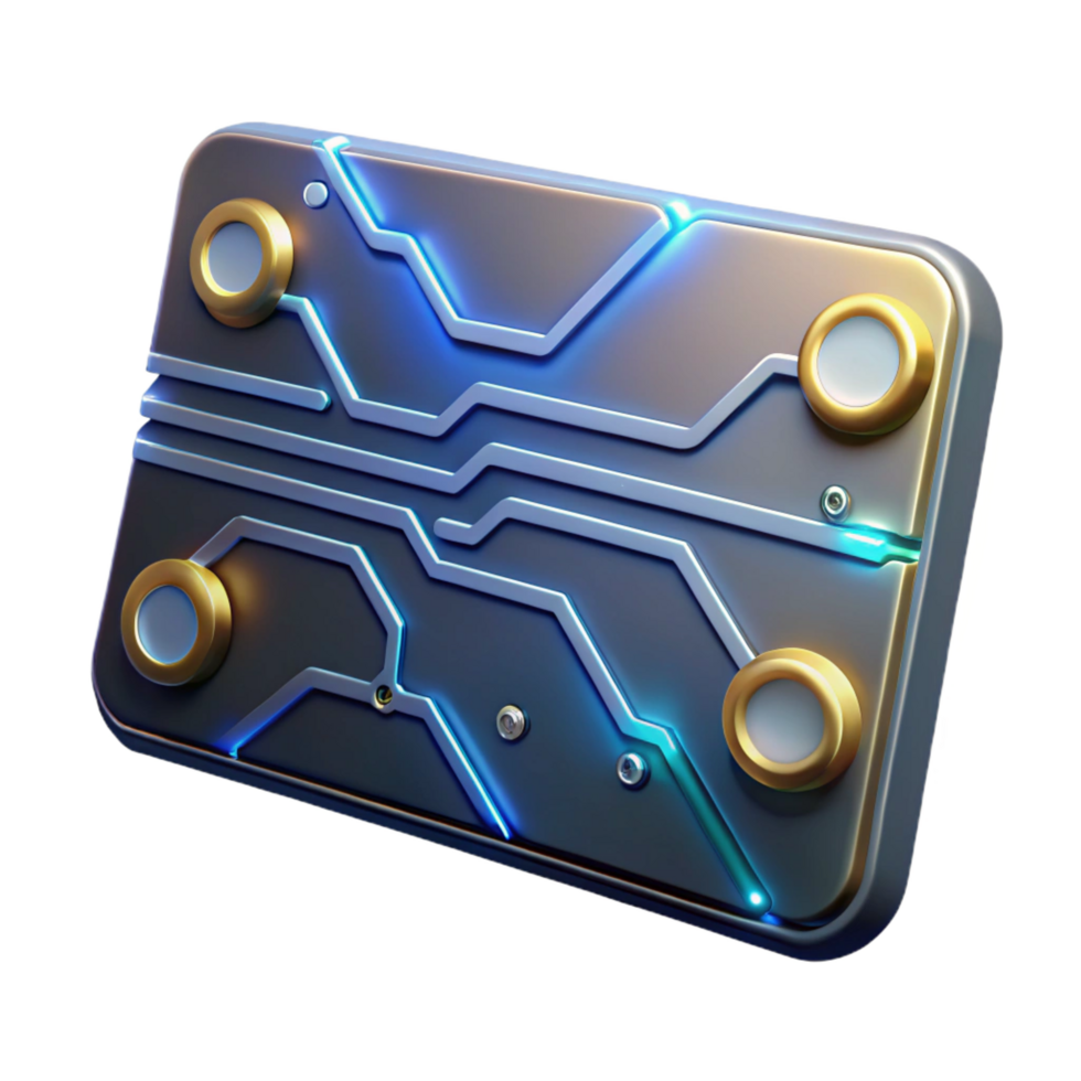 remarkable classic Futuristic keycard, glowing circuit lines, metallic, NO BACKGROUND with Transparent Background. crisp png