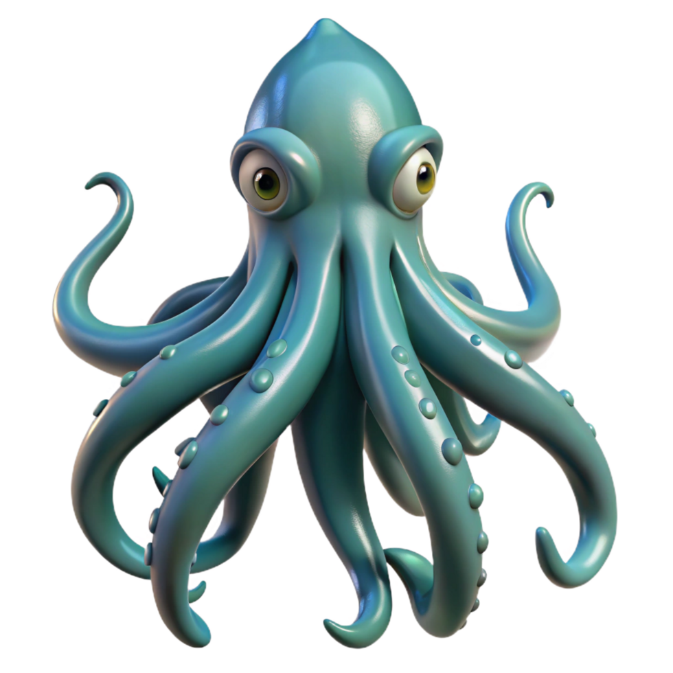passionate enchanting Kraken, sea monster, giant squid-like, NO BACKGROUND with Transparent Background. genuine png
