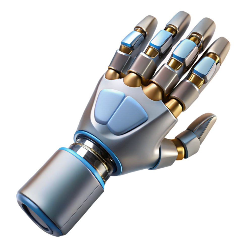 remarkable tropical High-tech prosthetic arm with bionic hand NO BACKGROUND with Transparent Background. fine detail png