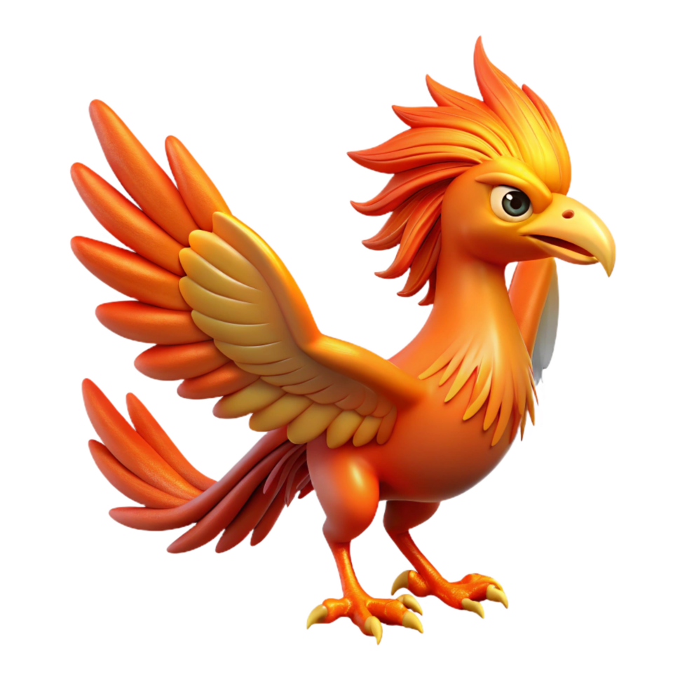memorable impressionist Phoenix, mythical firebird NO BACKGROUND with Transparent Background. original png