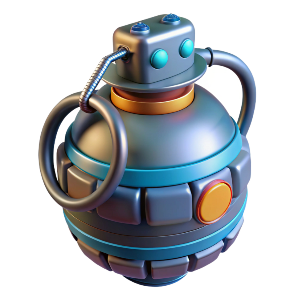splendid geometric Futuristic grenade with digital timer and explosive charge NO BACKGROUND with Transparent Background. professional png