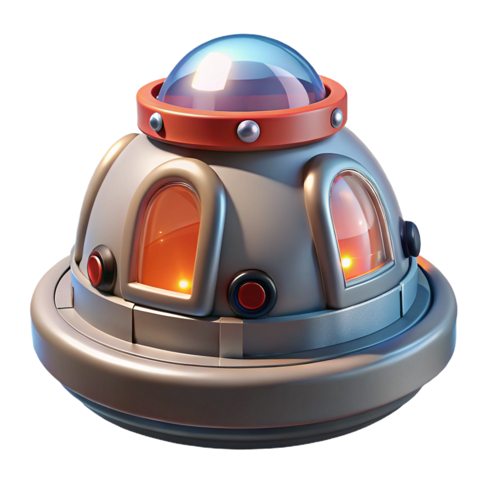 notable vintage Spaceship escape pod with hatch and emergency lights NO BACKGROUND with Transparent Background. gallery standard png