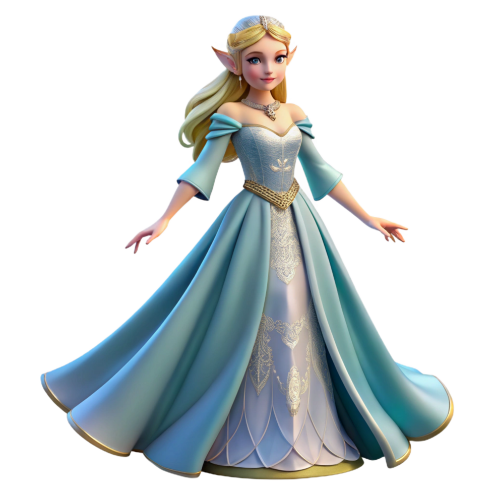 hypnotic retro A beautiful elven princess in a flowing gown. NO BACKGROUND with Transparent Background. detailed png