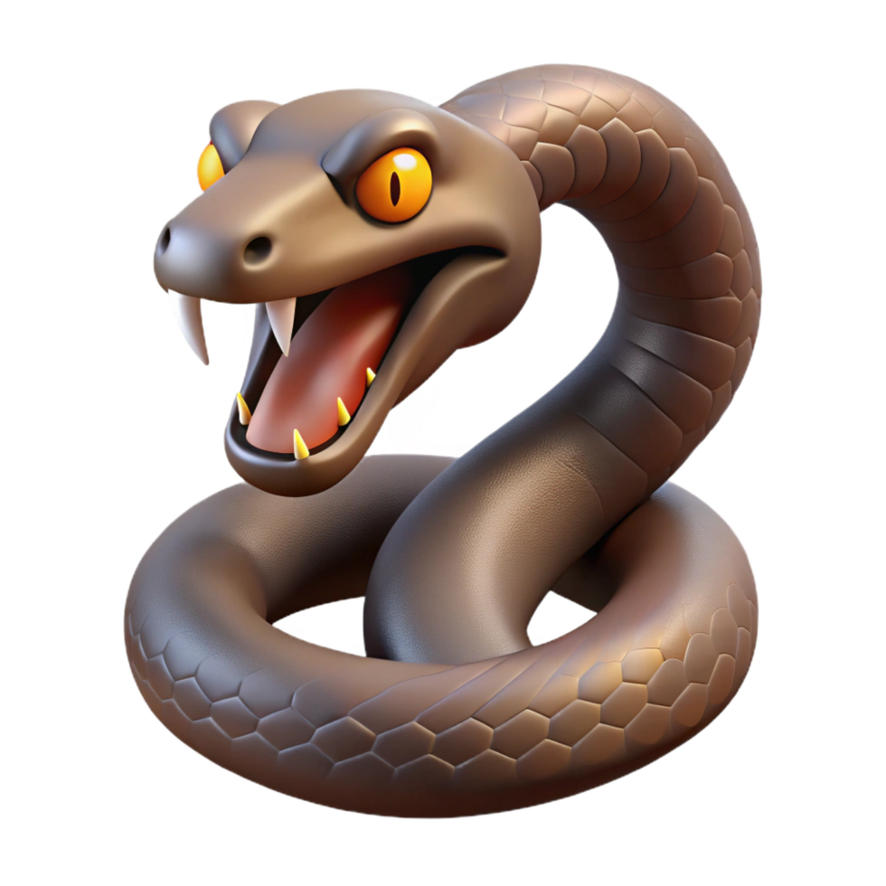 vibrant distinguished Snake, coiled, fangs exposed NO BACKGROUND with Transparent Background. png