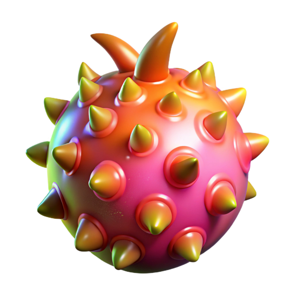 radiant minimalist Alien fruit, vibrant colors, glowing seeds, NO BACKGROUND with Transparent Background. flawless png