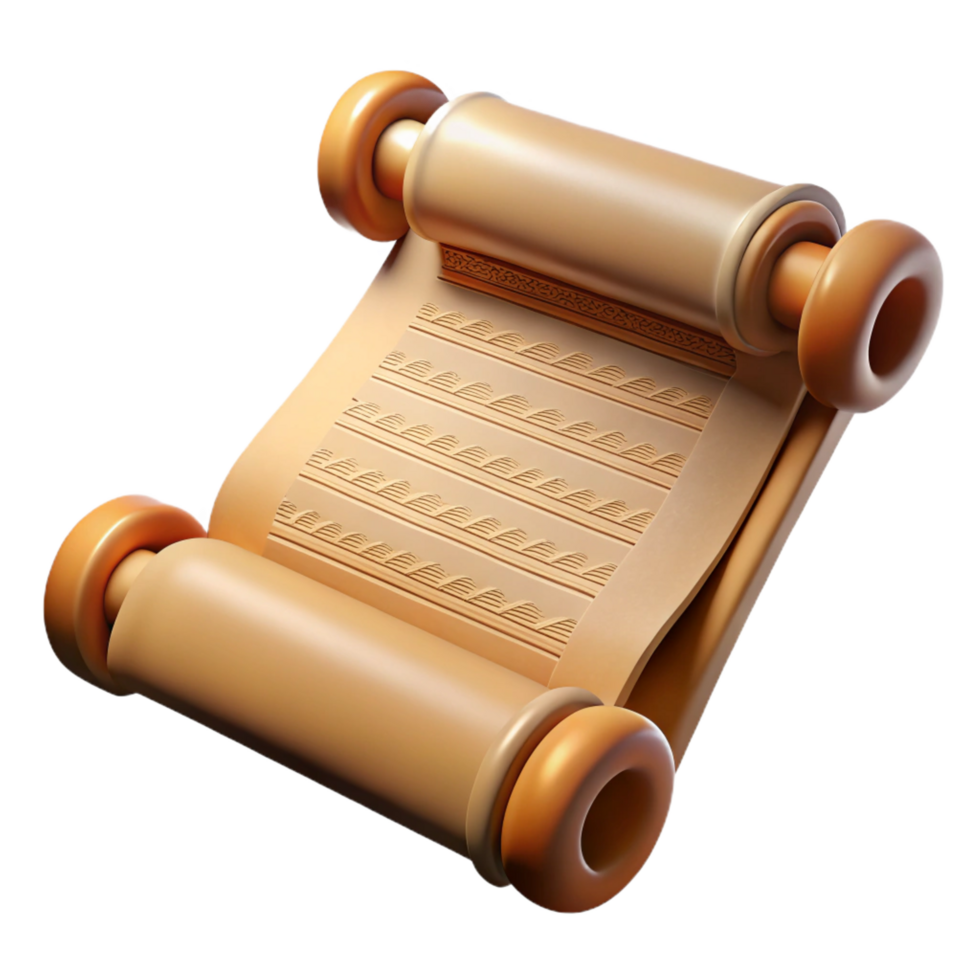remarkable elegant A scroll with ancient writing NO BACKGROUND with Transparent Background. flawless png
