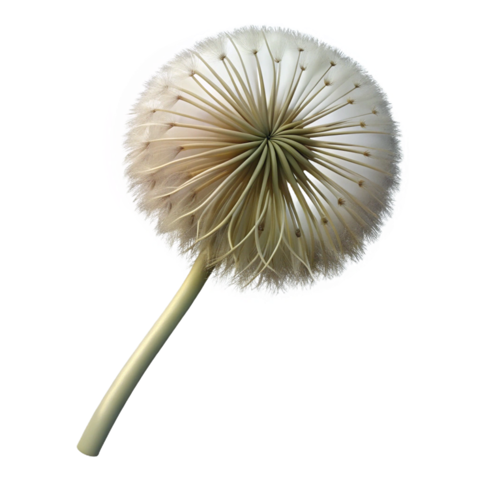 romantic elegant Single dandelion seedhead NO BACKGROUND with Transparent Background. fine detail png