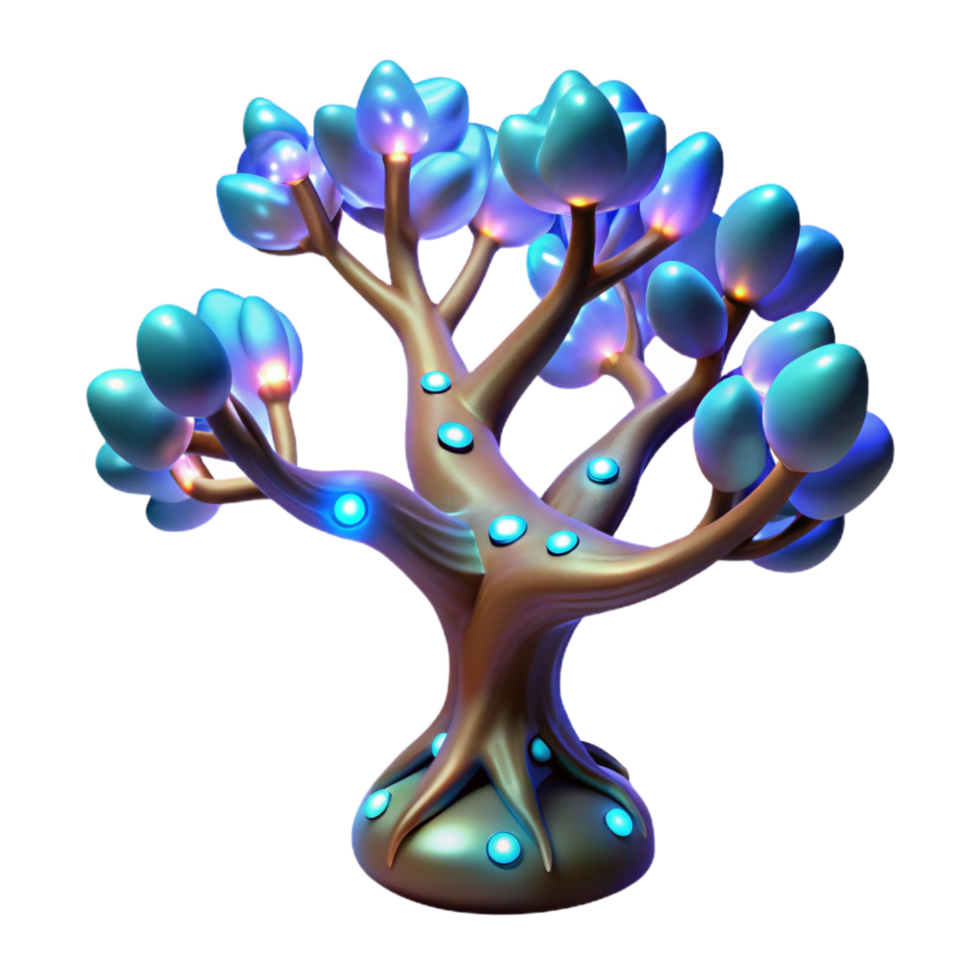tranquil radiant Bioengineered alien tree with glowing branches NO BACKGROUND with Transparent Background. exclusive png