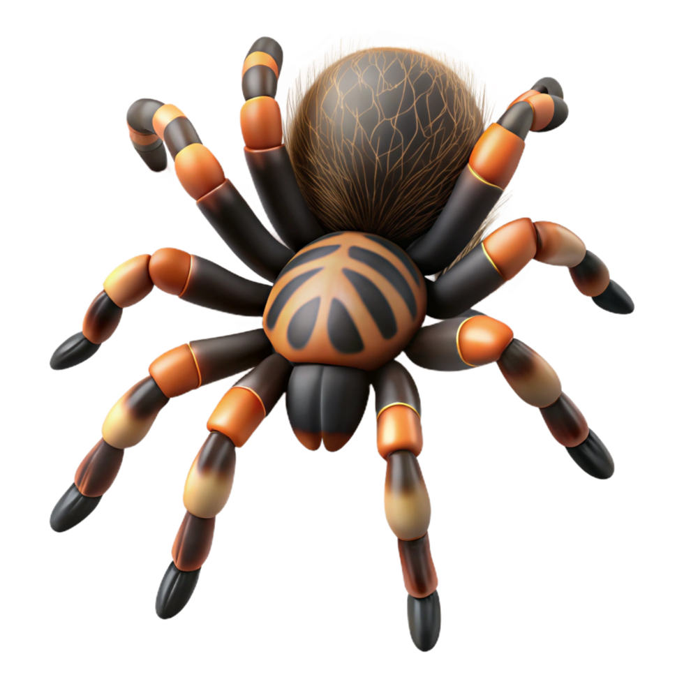striking calm impressionist A realistic rendering of a tarantula NO BACKGROUND with Transparent Background. sharp png