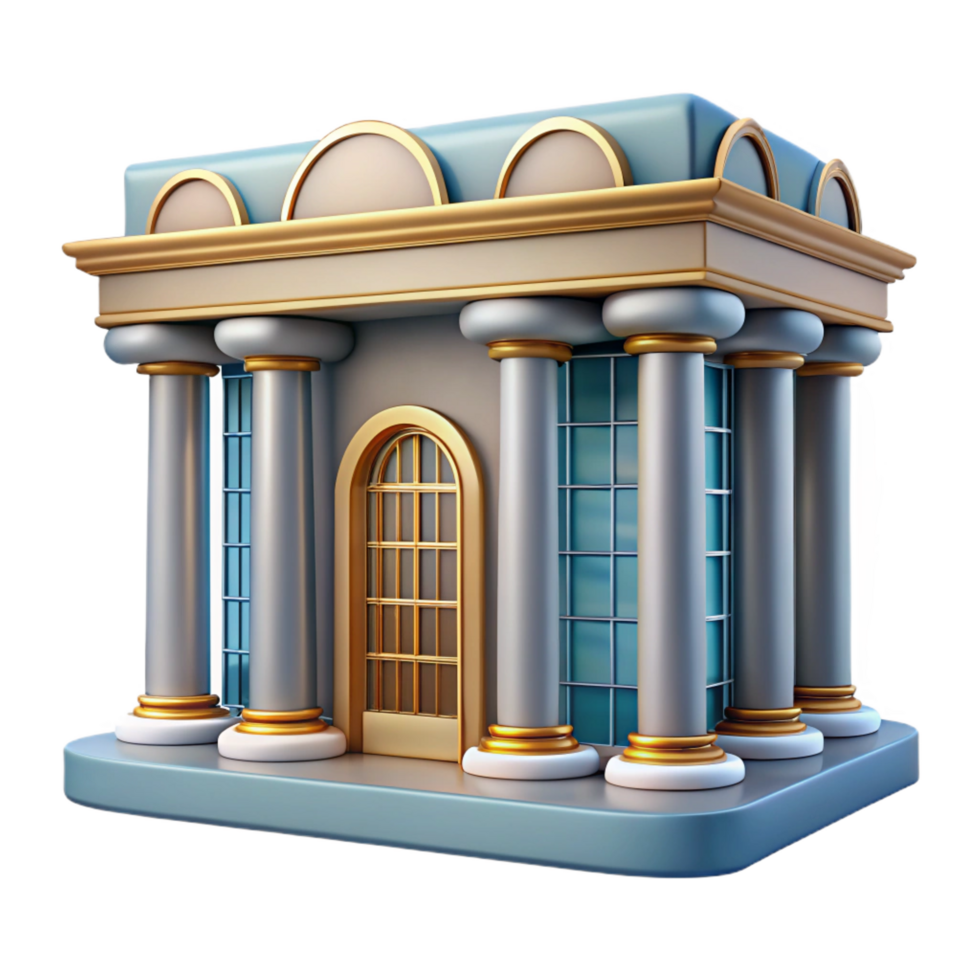 notable retro Art Deco building facade, ornate details, NO BACKGROUND with Transparent Background. impeccable png