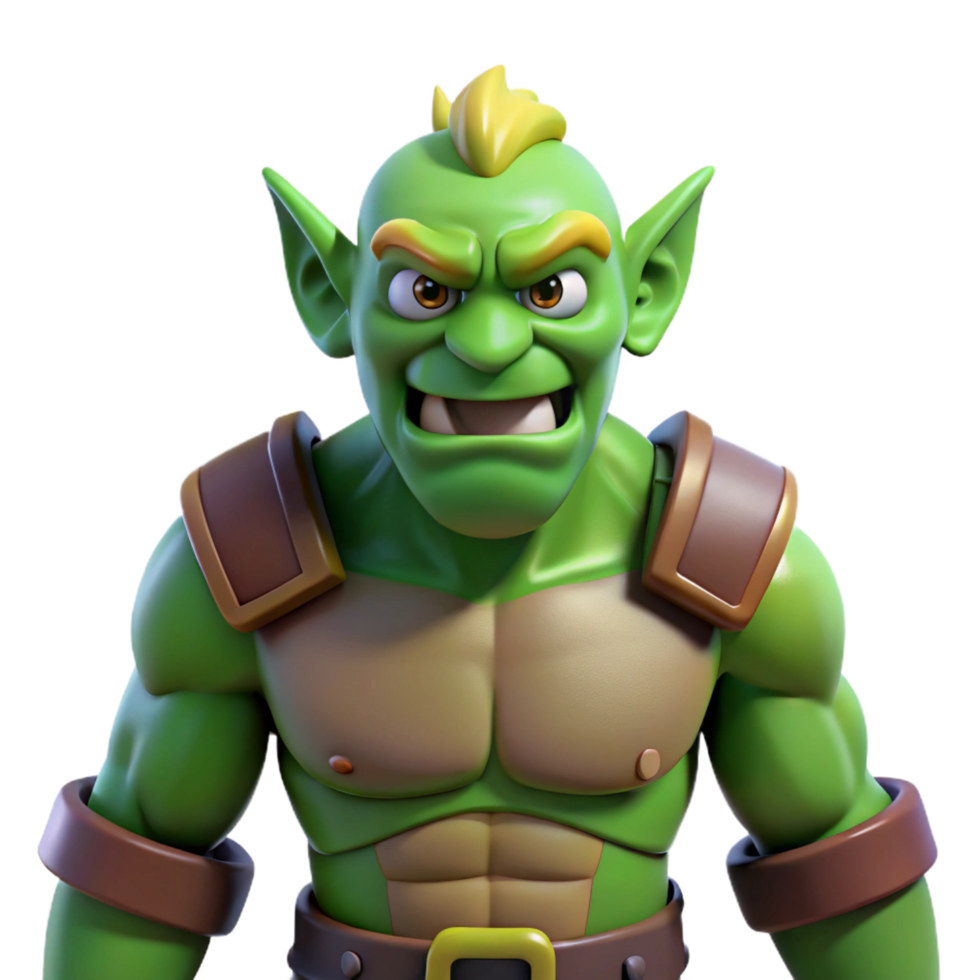 splendid remarkable An Orc, brutish and green-skinned humanoid, NO BACKGROUND with Transparent Background. png
