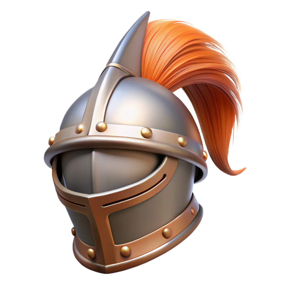 majestic passionate organic Knight's helmet, closed visor, plume on top NO BACKGROUND with Transparent Background. genuine png