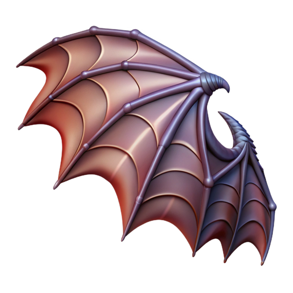 fascinating organic A majestic dragon wing, detailed scales and membrane. NO BACKGROUND with Transparent Background. museum quality png