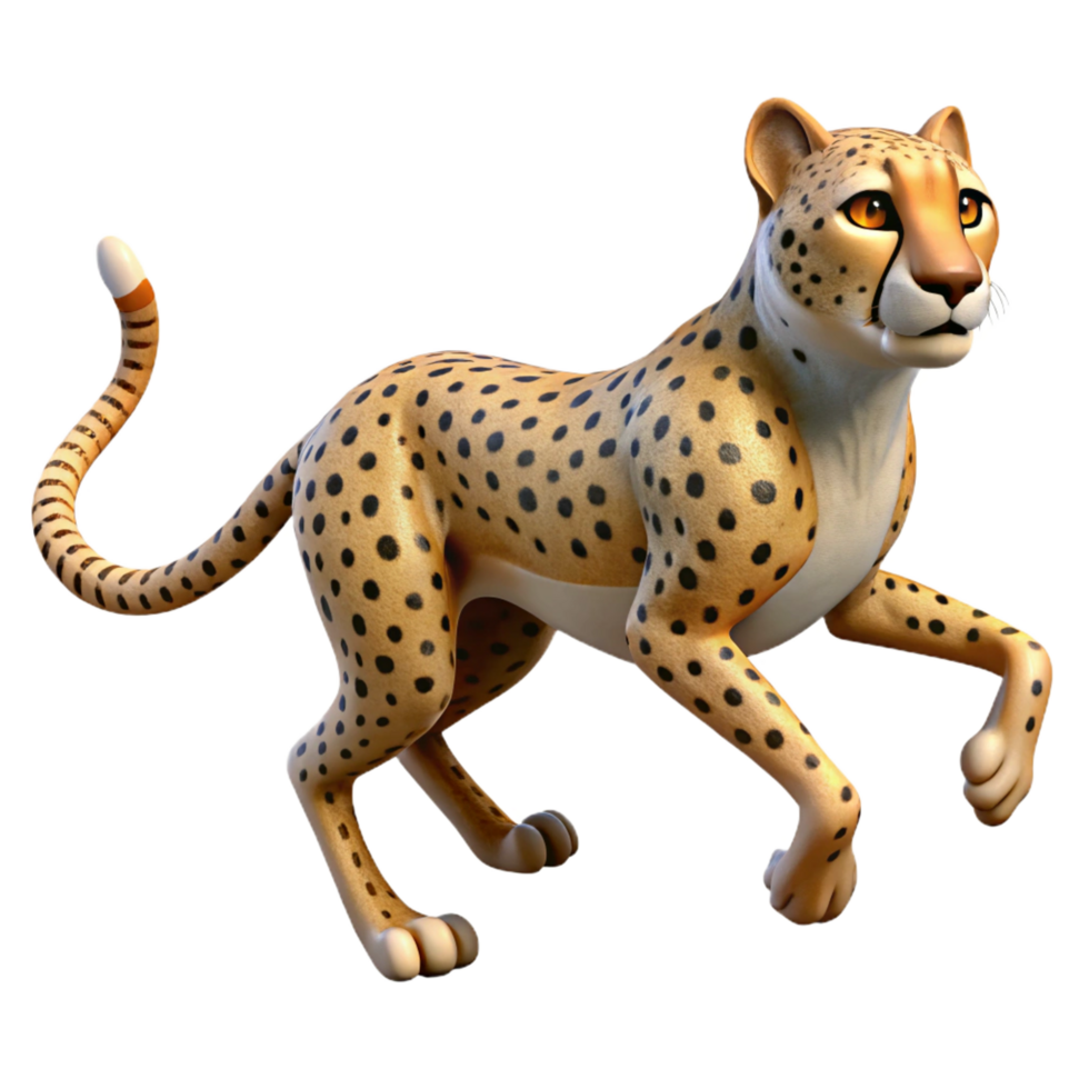 unparalleled organic A running cheetah, full body, NO BACKGROUND with Transparent Background. museum quality png