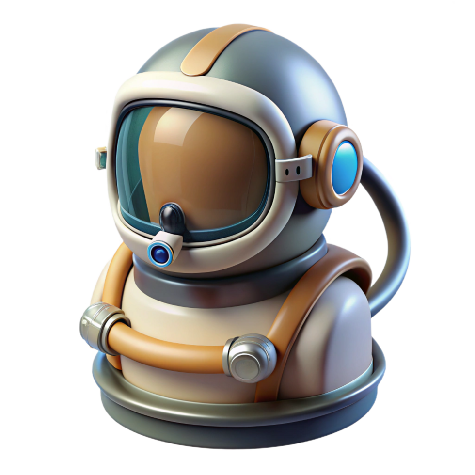 unparalleled geometric Space suit helmet, reflective visor, oxygen tank, NO BACKGROUND with Transparent Background. high resolution png