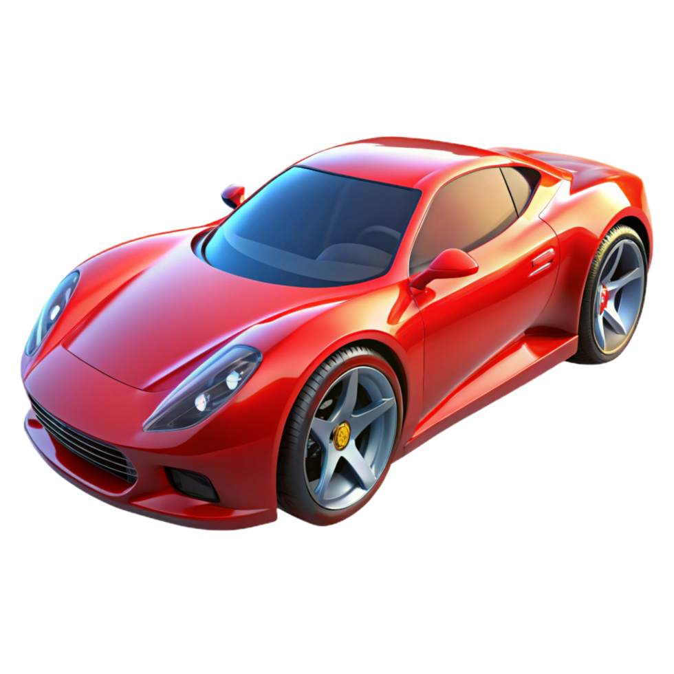 unforgettable nordic Futuristic sports car, sleek, hovering, red, NO BACKGROUND with Transparent Background. authentic png