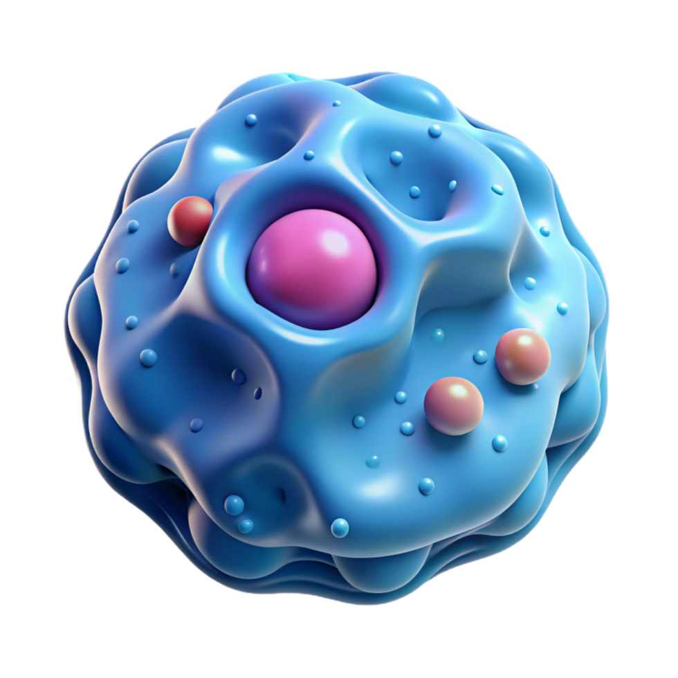 intense magnificent A single, stylized cell with visible organelles. NO BACKGROUND with Transparent Background. expertly shot png