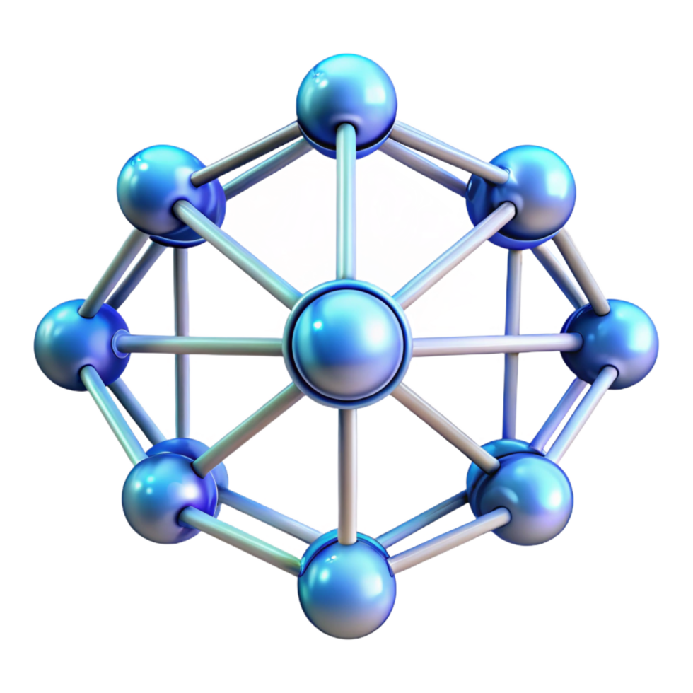 whimsical vibrant A complex, interconnected network of glowing nodes. NO BACKGROUND with Transparent Background. fine detail png