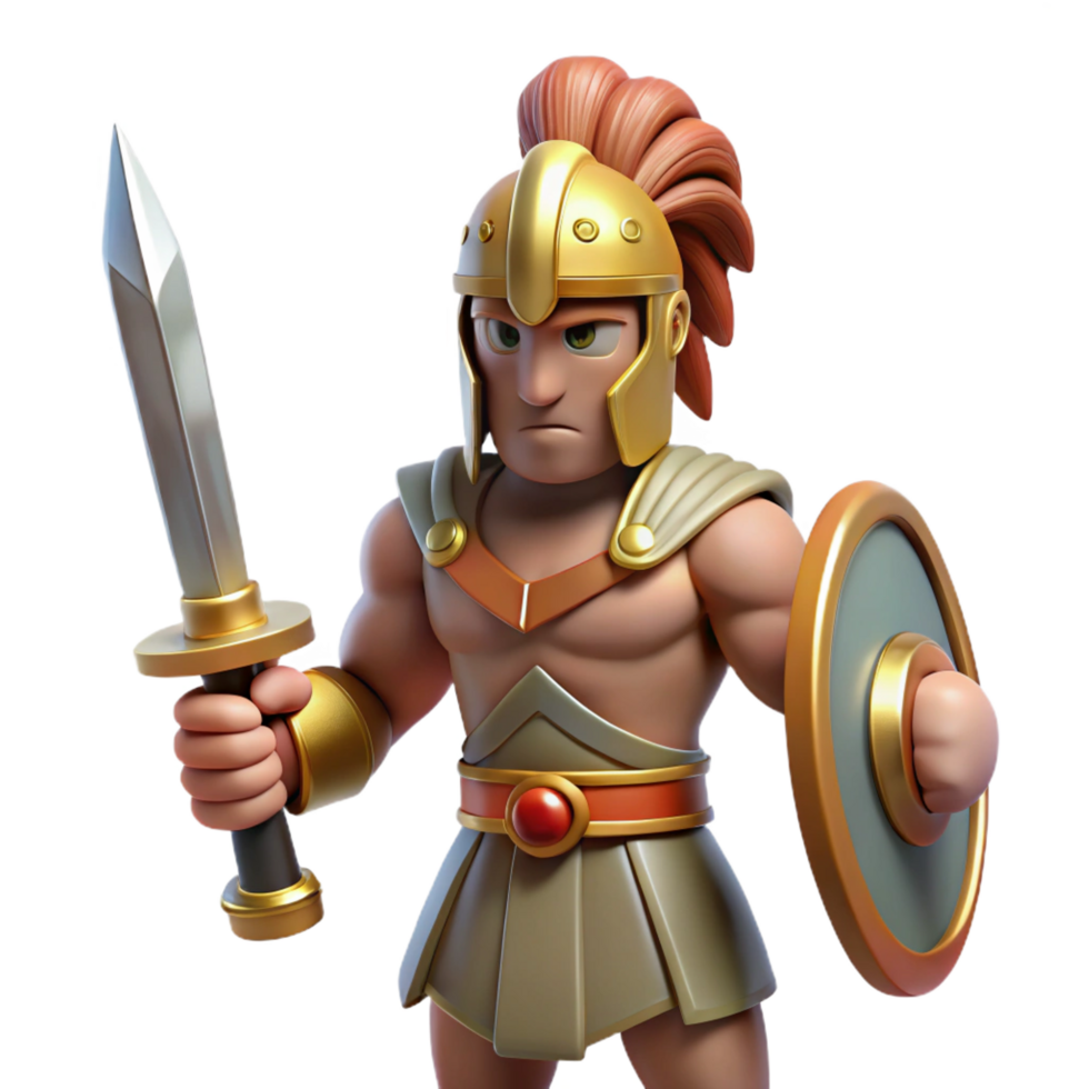 stunning mid-century Ares, God of War, holding sword, NO BACKGROUND with Transparent Background. premium png