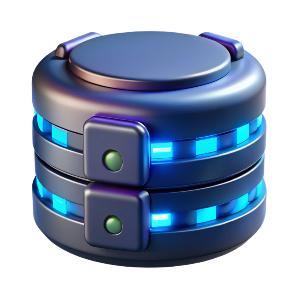 signature art deco Futuristic data storage device with blinking lights NO BACKGROUND with Transparent Background. high quality png