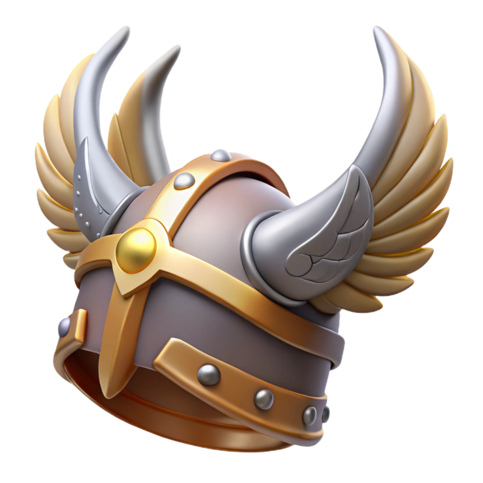 intense elegant A winged helmet, adorned with feathers and horns. NO BACKGROUND with Transparent Background. fine detail png