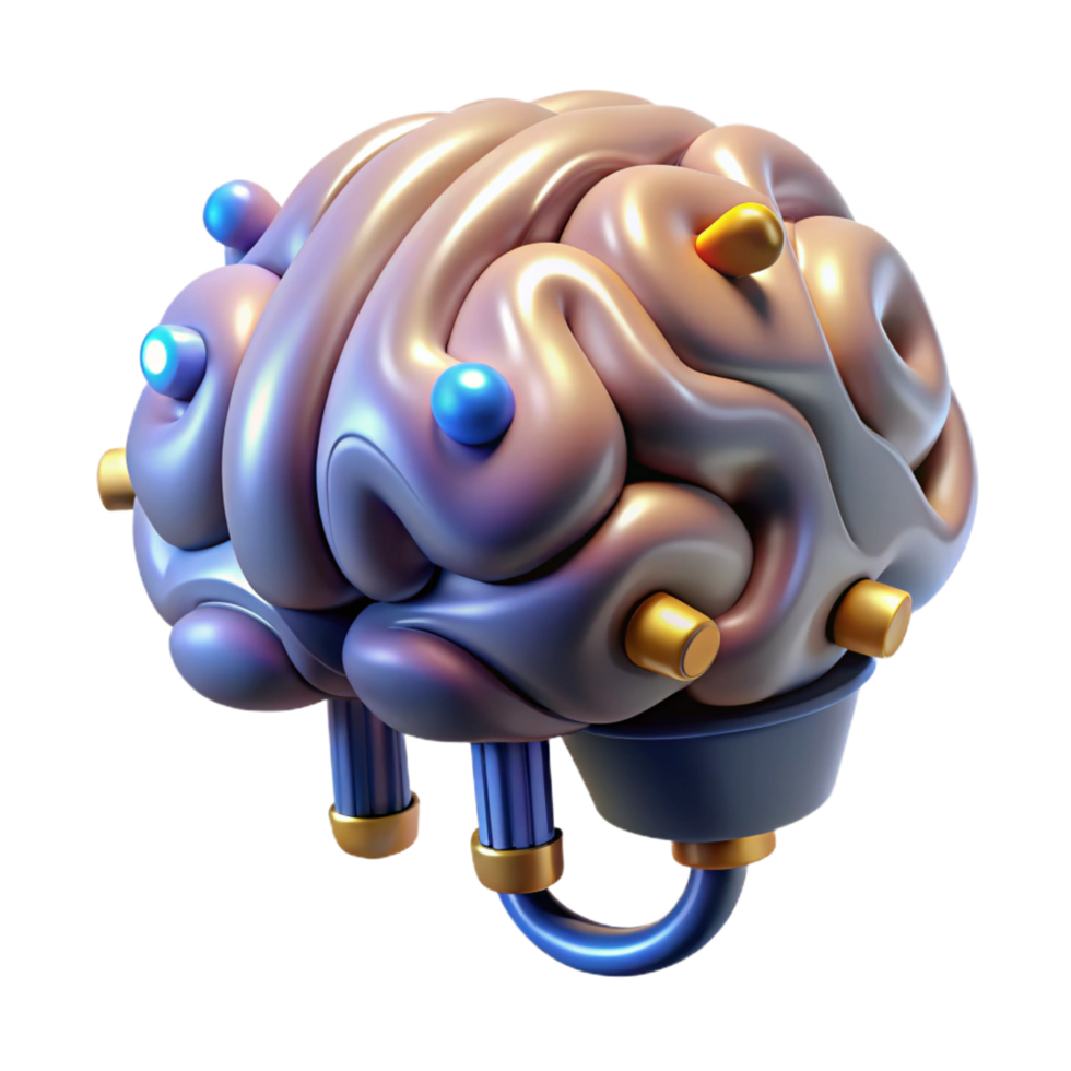 wonderful acclaimed Cybernetic brain implant with glowing connectors NO BACKGROUND with Transparent Background. png