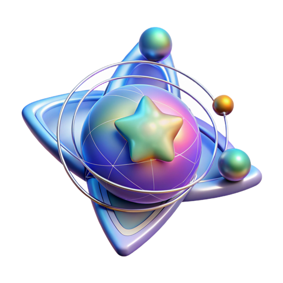 gorgeous coveted Holographic map of a star system NO BACKGROUND with Transparent Background. png