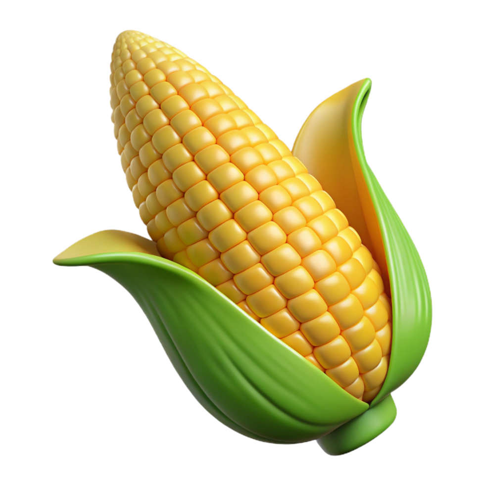 vibrant romantic surreal A single ear of corn with husk partially peeled back NO BACKGROUND with Transparent Background. elite png