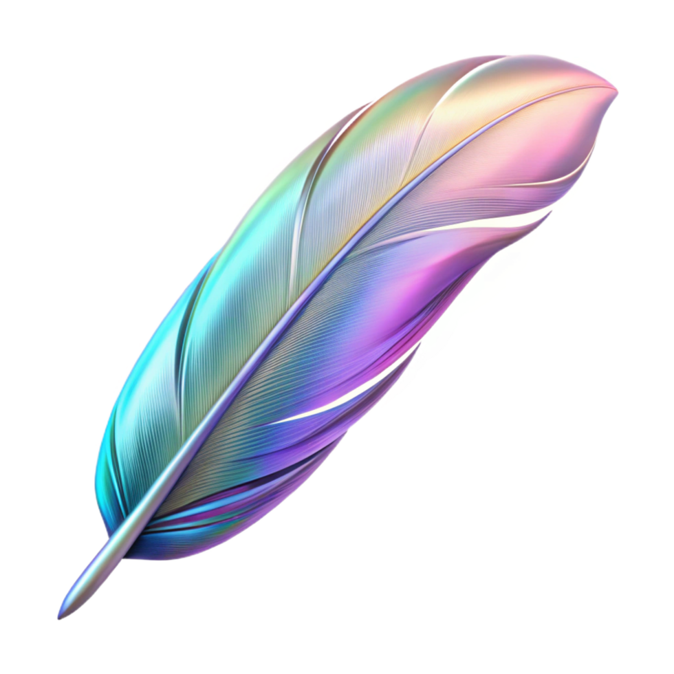 sumptuous gothic A single, floating feather, iridescent and magical. NO BACKGROUND with Transparent Background. gallery standard png