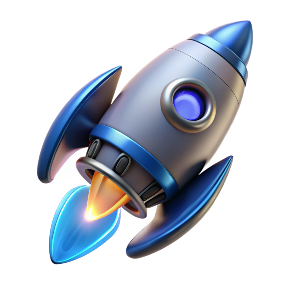 tranquil extraordinary Spaceship thruster with glowing blue flames NO BACKGROUND with Transparent Background. precision png