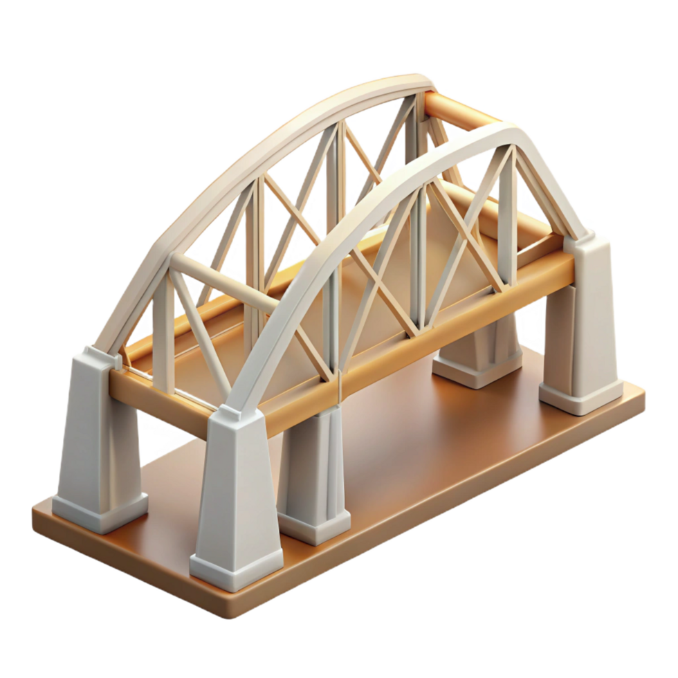 memorable classic Architectural model of a truss bridge NO BACKGROUND with Transparent Background. exclusive png