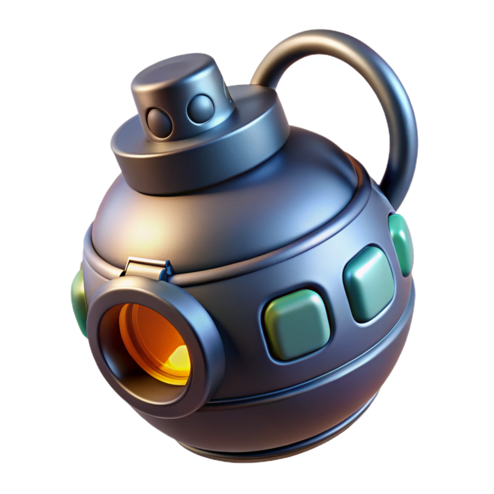 peaceful exquisite Futuristic grenade with digital timer and explosive charge NO BACKGROUND with Transparent Background. artisan png