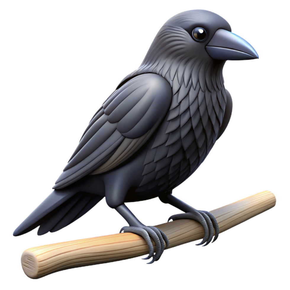 rare impressionist Raven, black feathers, perched on a branch branch not visible NO BACKGROUND with Transparent Background. masterfully captured png