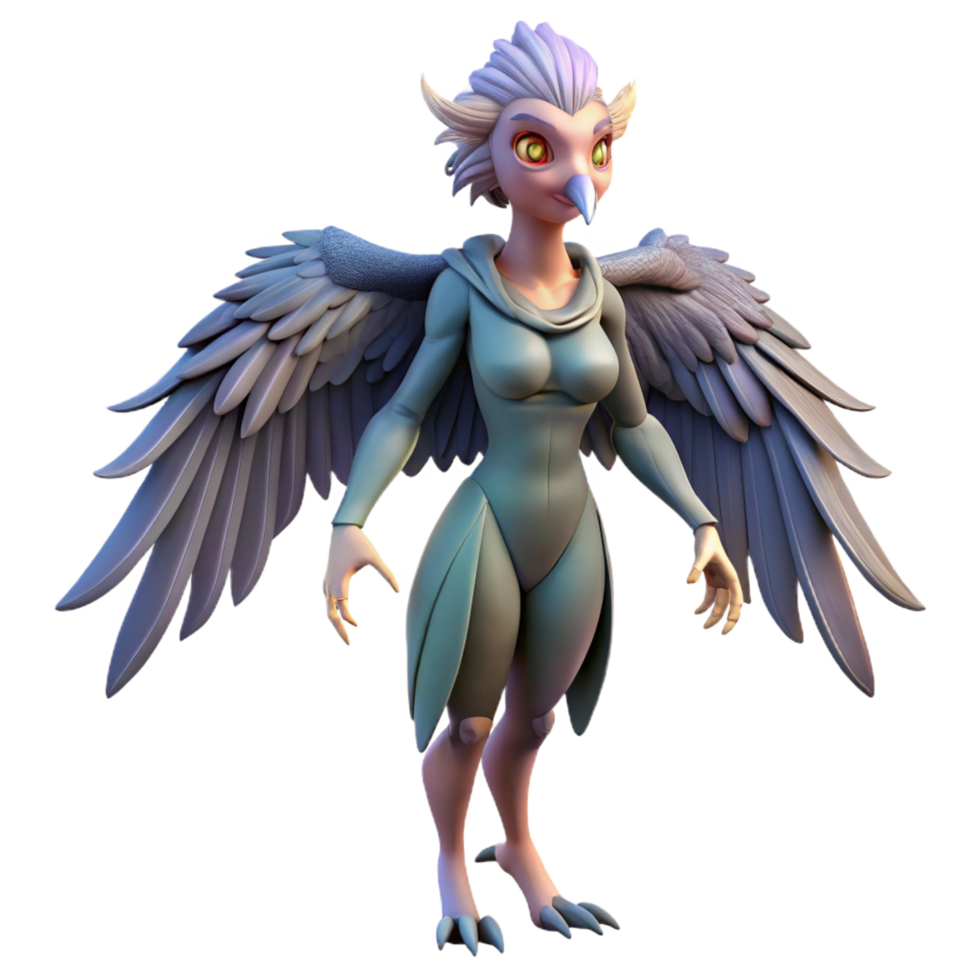 rare abstract Harpy, mythical creature, bird-like woman, NO BACKGROUND with Transparent Background. top-tier png