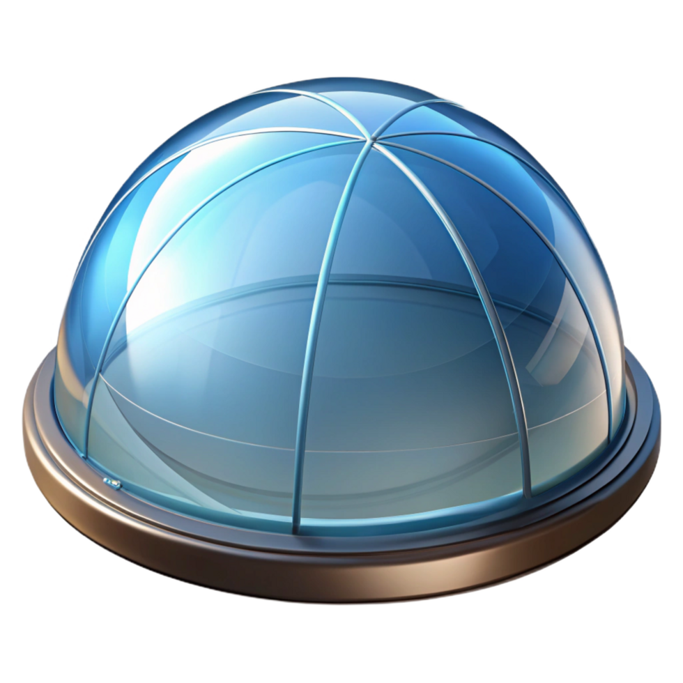 pristine reflective futuristic Skylight, dome-shaped, glass, NO BACKGROUND with Transparent Background. 4K png