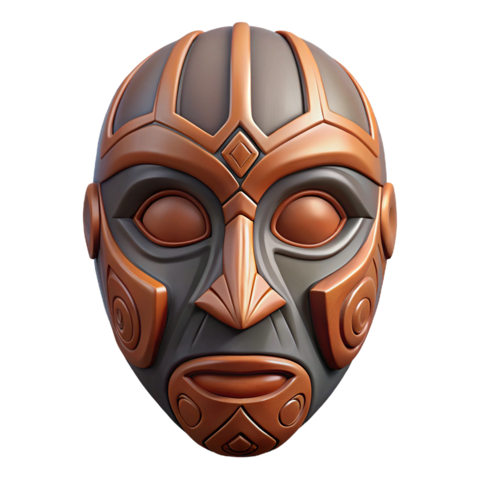 signature coastal A mysterious mask with intricate tribal markings. NO BACKGROUND with Transparent Background. perfect clarity png