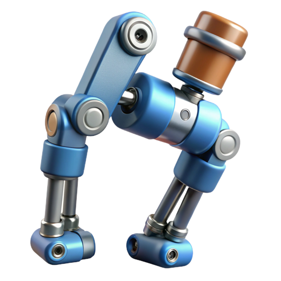 remarkable art deco Robot leg with hydraulic pistons and articulated joints NO BACKGROUND with Transparent Background. original png
