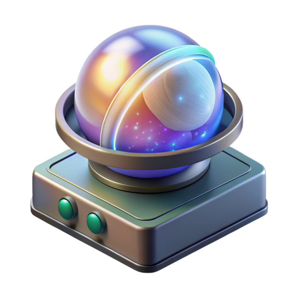romantic wonderful Advanced holographic projector displaying a planet NO BACKGROUND with Transparent Background. elite png