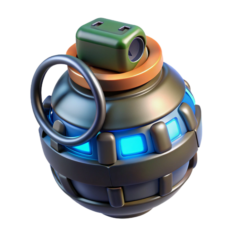impressionante notável futurista Grenade com digital cronômetro e explosivo carregar não fundo com transparente fundo. png