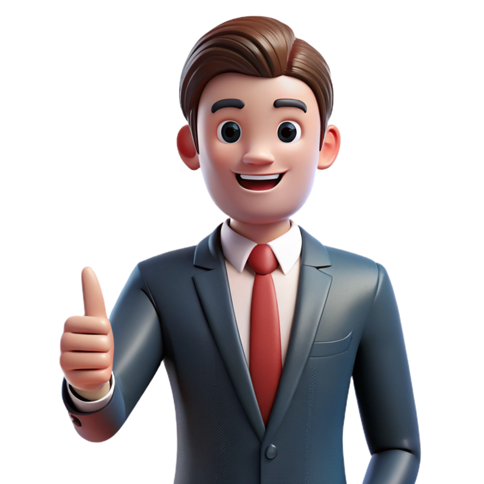 stunning remarkable Businessman in a suit giving a thumbs up, NO BACKGROUND with Transparent Background. png