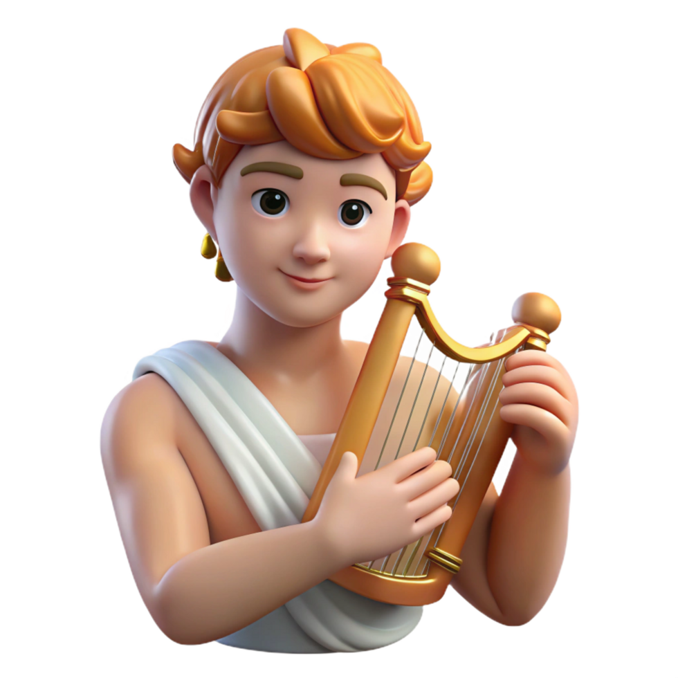 mesmerizing bold urban Apollo, God of Music and Light, playing lyre, NO BACKGROUND with Transparent Background. flawless png
