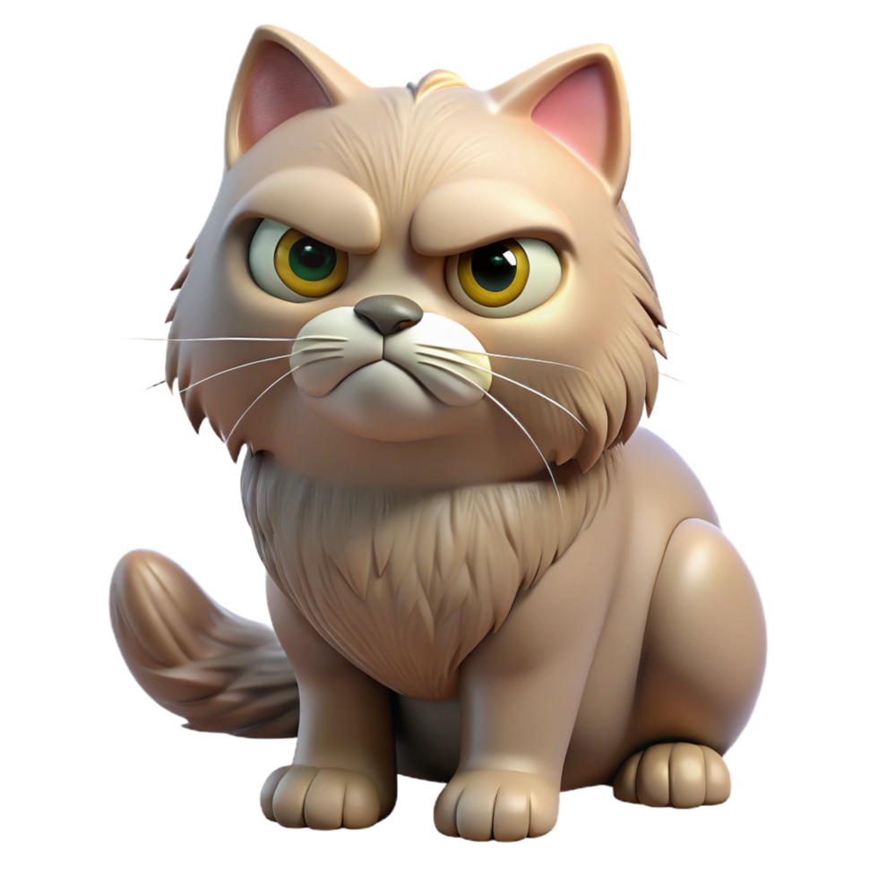 picturesque unforgettable A grumpy Persian cat. NO BACKGROUND with Transparent Background. png