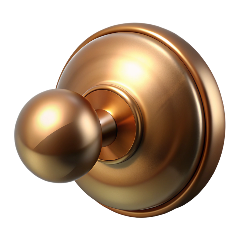 picturesque coveted Doorknob, brass, round, NO BACKGROUND with Transparent Background. png