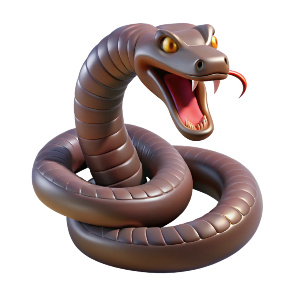 passionate immaculate Snake, coiled, fangs exposed NO BACKGROUND with Transparent Background. perfect clarity png