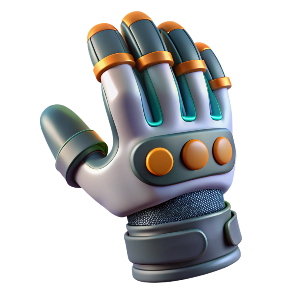 striking rare Futuristic spacesuit glove with articulated fingers NO BACKGROUND with Transparent Background. png