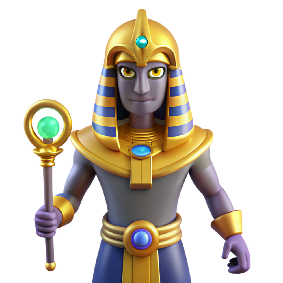 mesmerizing rustic Osiris, Egyptian god of the underworld, NO BACKGROUND with Transparent Background. authentic png