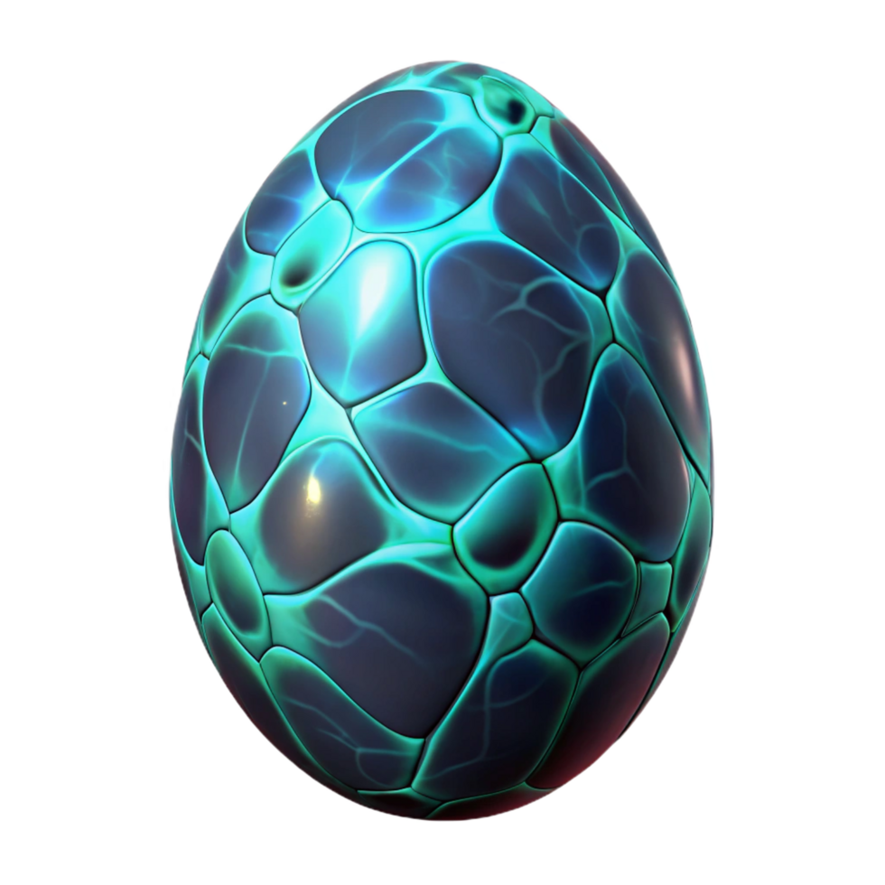 tranquil exquisite Alien creature egg with bioluminescent veins NO BACKGROUND with Transparent Background. authentic png
