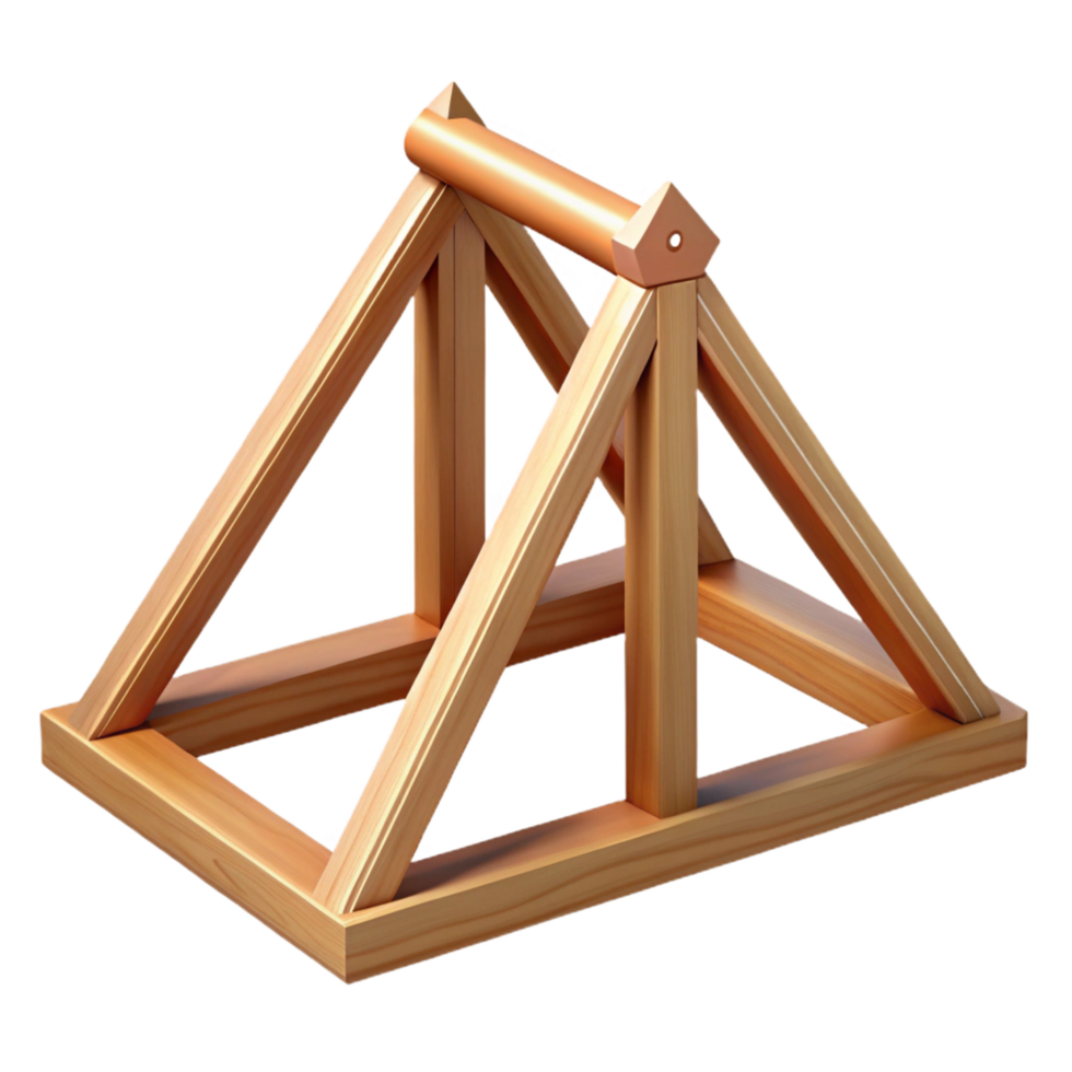 vibrant iconic Wooden truss, traditional construction, NO BACKGROUND with Transparent Background. png